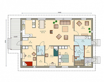 Проект современного дома с камином / План 1 этажа