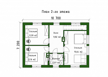 Проект мансардного дома с сауной, летним душем и большой крытой террасой / План мансардного этажа