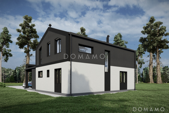 Проект дома дома с тремя спальнями, кабинетом, баней и постирочной