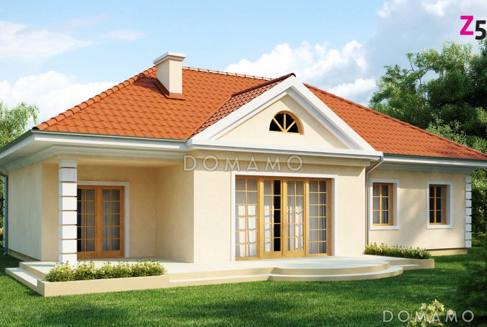 Проект одноэтажного дома из газобетона со свободной планировкой на мансардном этаже