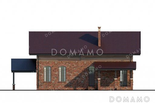 Проект дома с 4 спальнями на мансарде, гаражом и навесом для автомобиля / Фасад 3