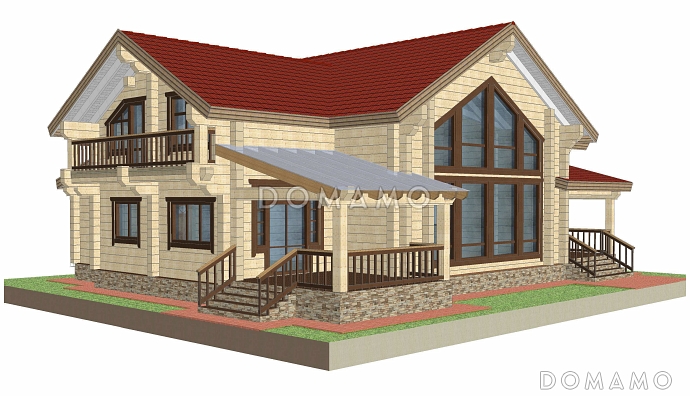 Проект дома из клееного бруса с эркером