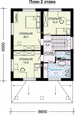 Проект двухэтажного дома из газобетона до 150 кв.м / План 2 этажа