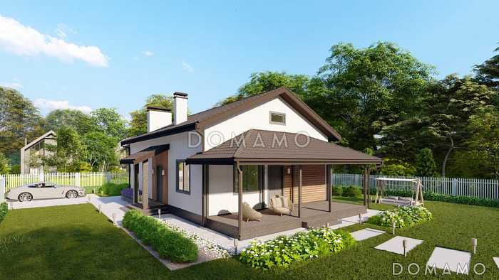 Проект мансардного дома с большим спортзалом