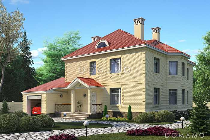 Проект дома с гаражом на одну машину и бильярдной