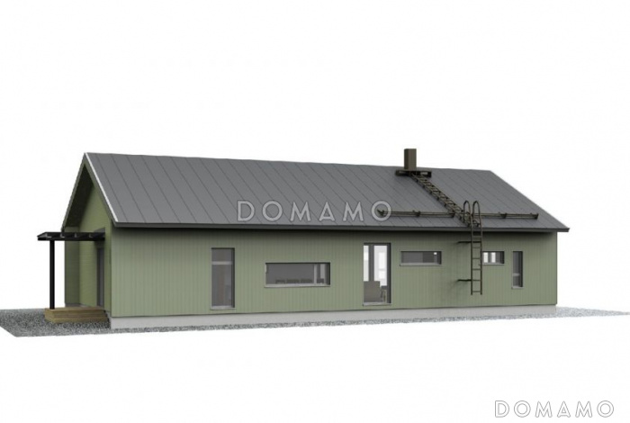 Проект одноэтажного каркасного дома с небольшой кухонной зоной