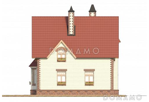 Проект практичного коттеджа из кирпича / Фасад 3