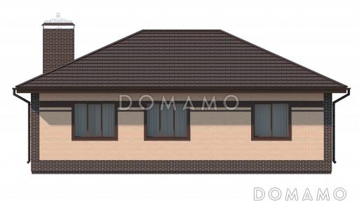 Проект загородного дома из газобетона с большой кухней-столовой, тремя спальнями / Фасад 1