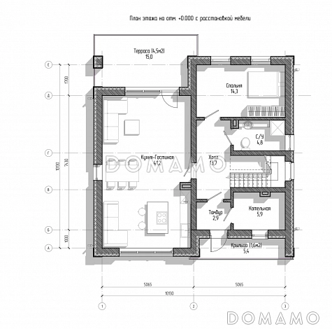 Дом за 100 дней , 2 этажа  / План 1 этажа
