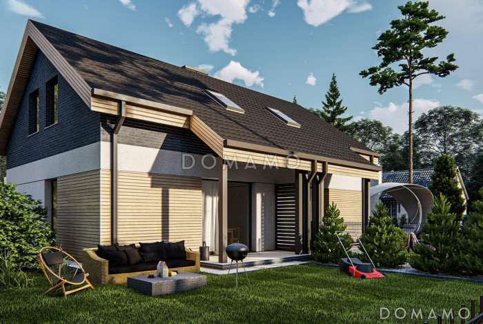 Проект двухсемейного дома из газобетона с тремя спальнями на мансарде