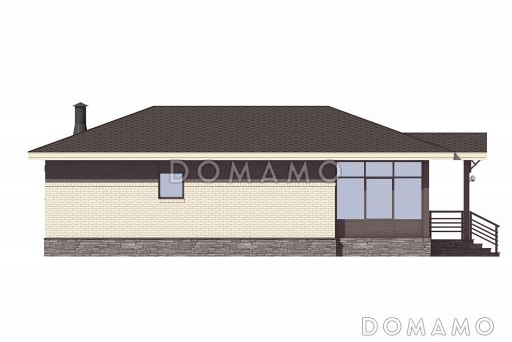 Проект бани с верандой, гостиной с кухней-столовой, парной и душевой / Фасад 3