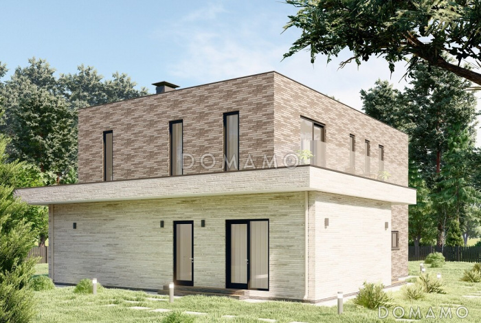 Проект современного дома с плоской кровлей в стиле Хай-Тек S-219-1