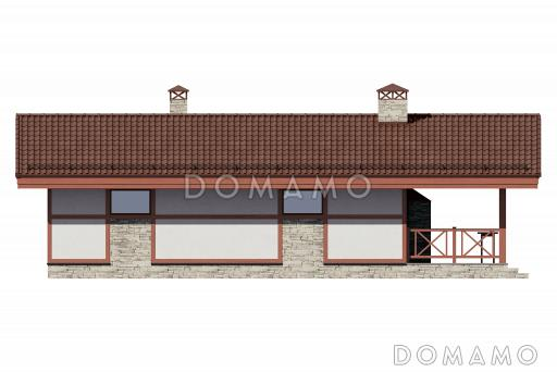 Проект бани из газобетона с барбекю на террасе / Фасад 2