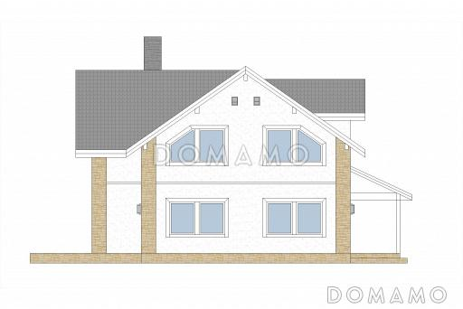 Проект каркасного дома с навесом для машины / Фасад 2