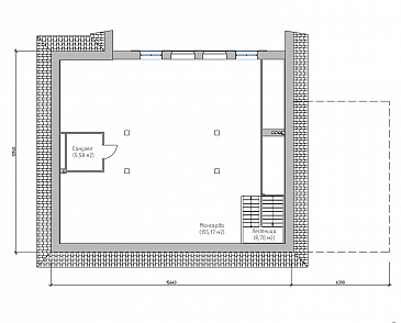 Проект большого современного дома с цокольным этажом и навесом для двух автомобилей / План мансардного этажа