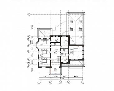 Проект загородного дома с широким крыльцом / План 2 этажа