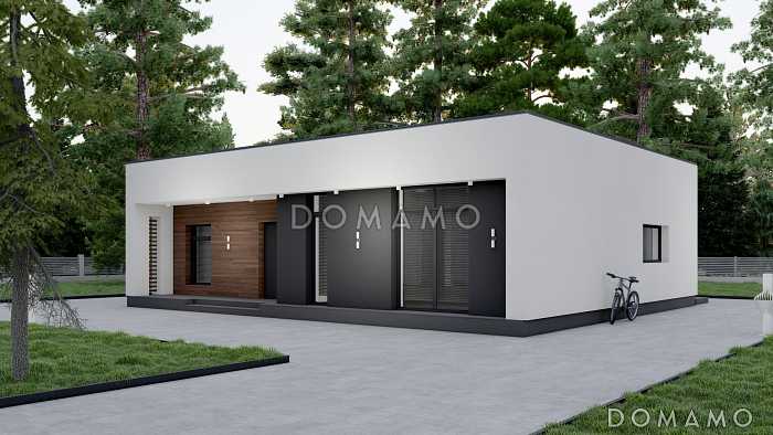 Проект одноэтажного дома в стиле Хай-тек с панорамным остеклением