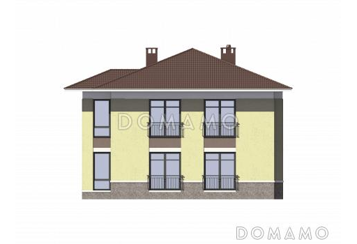 Проект кирпичного дома с французскими балконами / Фасад 3