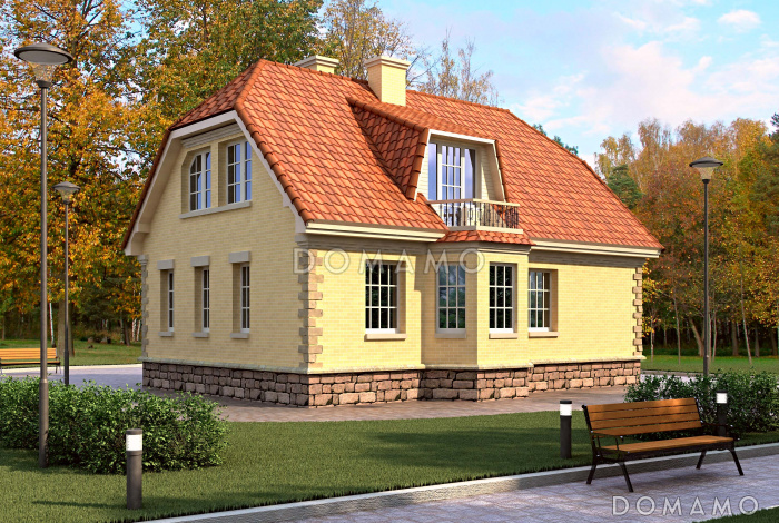 Проект газобетонного дома с мансардой в европейском стиле