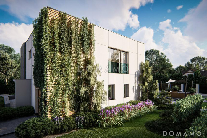 Проект двухэтажного дома с гаражом на одну машину, кладовой, хозяйской спальней