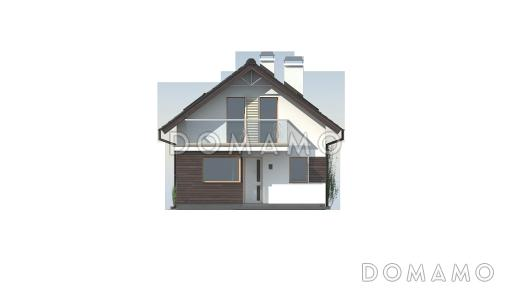 Проект аккуратного одноэтажного мансардного дома из газобетона для узкого участка / Фасад 1