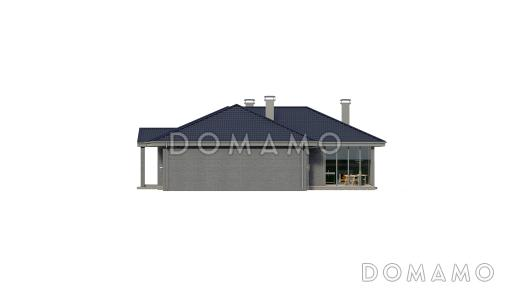 Проект одноэтажного дома с верандой, гаражом и тремя спальнями / Фасад 1