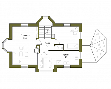 Проект коттеджа с бассейном и гаражом / План 2 этажа