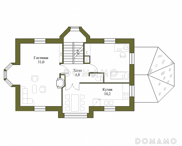 Проект коттеджа с бассейном и гаражом / План 2 этажа