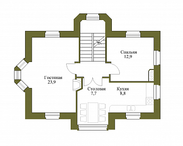 Проект коттеджа с парадным входом из газобетона / План 2 этажа