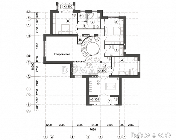 Проект просторного и светлого двухэтажного дома для большой семьи  / План 2 этажа