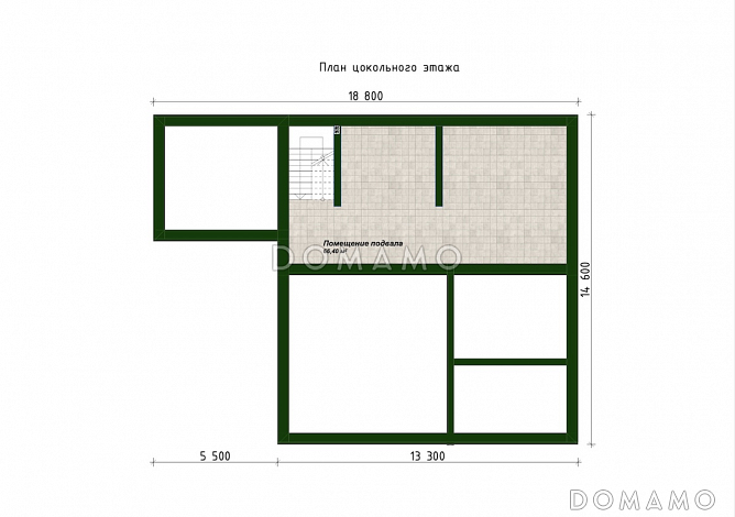 Проект дома с подвалом, сауной, 4 спальнями и вторым светом / План подвала