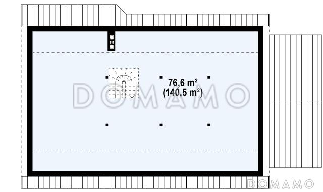 Проект классического одноэтажного дома из кирпича с тремя спальнями и возможностью обустройства мансарды и  с гаражом / План мансардного этажа
