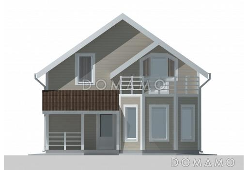 Дом с большим балконом-террасой на втором этаже / Фасад 3