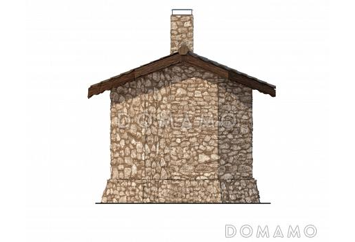 Проект беседки традиционной формы с обеденной зоной и зоной барбекю / Фасад 1