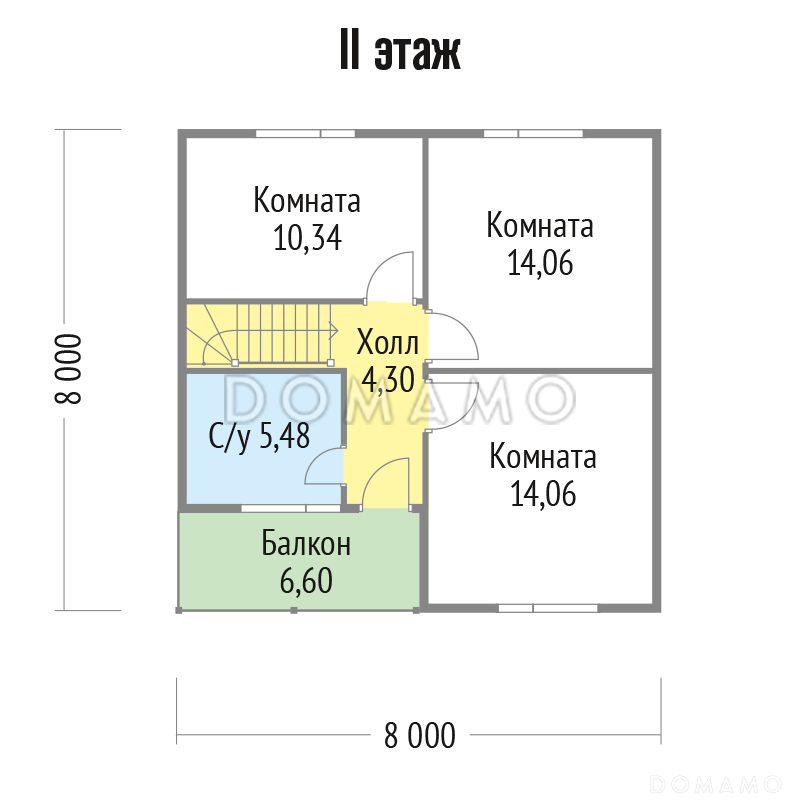 Проект  дома из клееного бруса строгого современного стиля / План мансардного этажа