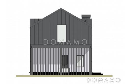 Проект двухэтажного дома из газобетона в стиле барнхаус с навесом для автомобиля и вторым светом / Фасад 1