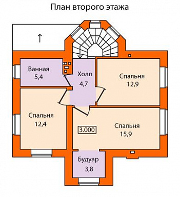 Проект дома из SIP панелей с полным вторым этажом / План 2 этажа