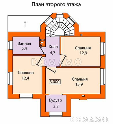 Проект дома из SIP панелей с полным вторым этажом / План 2 этажа