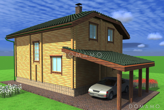 Проект коттеджа из бруса с эркером