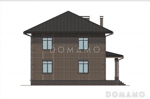 Проект компактного двухэтажного дома с террасой, гостиной и 4 спальнями / Фасад 2