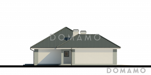 Проект одноэтажного дома из газобетона с просторной гостиной и с большим пристроенным гаражом / Фасад 2