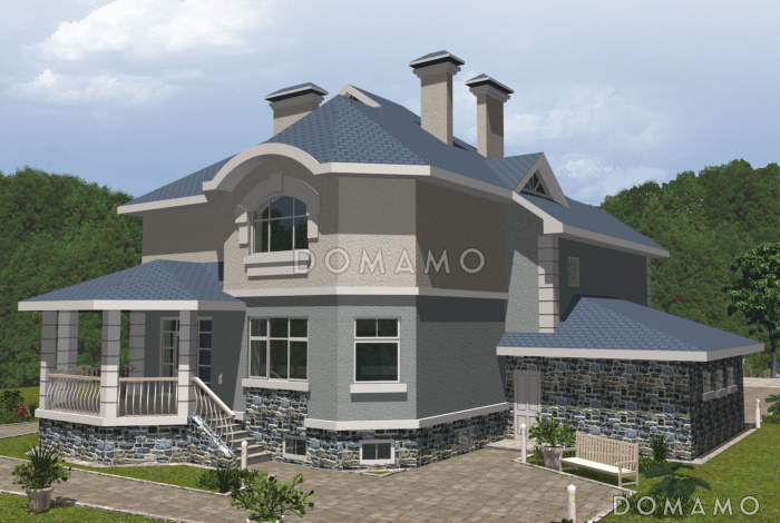 Проект представительного особняка с облицовкой камнем