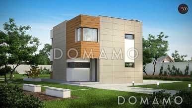 Проект двухэтажного дома из газобетона в стиле кубизм со спальной зоной на втором этаже