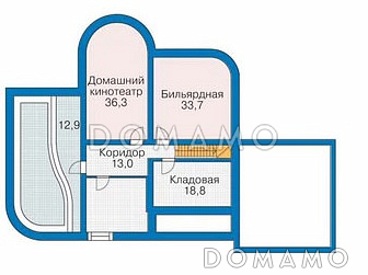 Проект большого дома с гаражом на две машины / План цокольного этажа