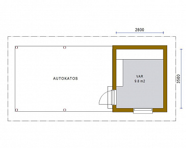 Проект каркасного навеса со складским помещением / План 1 этажа