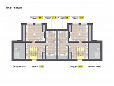 Загородный дом для большой семьи с функциональной планировкой, гаражом, барбекю на террасе / План мансардного этажа