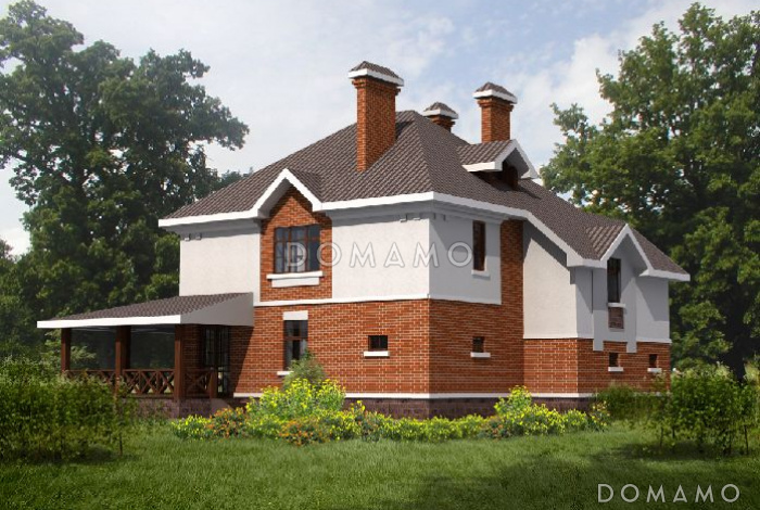 Проект кирпичного дома с мансардой