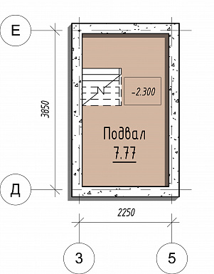 Проект одноэтажного дома с мансардой и подвалом / План цокольного этажа