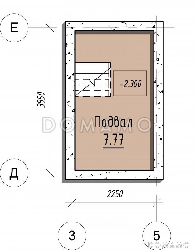 Проект одноэтажного дома с мансардой и подвалом / План цокольного этажа