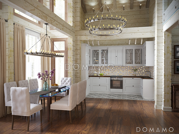 Проект дома из бруса с 4 спальнями, кабинетом и сауной